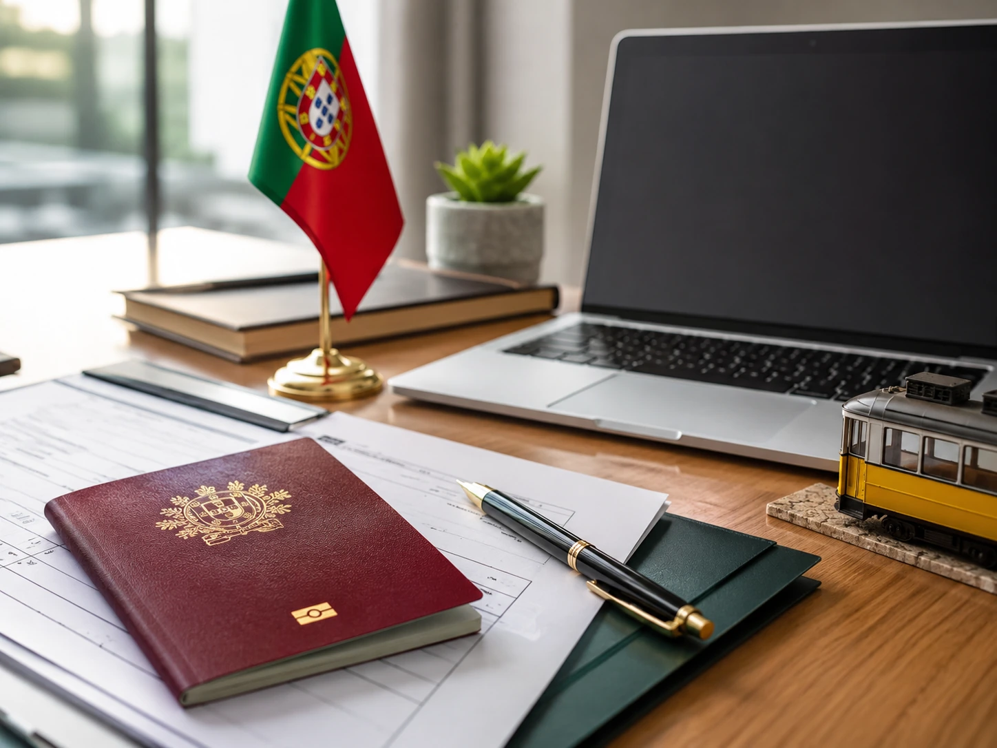 Composição institucional com elementos portugueses